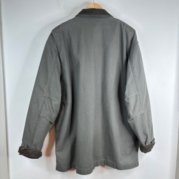 VTG LL Bean Chore Coat Mens XL Green Removable Wool Flannel Liner Barn Corduroy - Picture 7 of 13